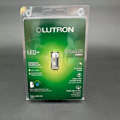 Lutron Toggler Switch LED+ Single Pole 3 Way Dimmer Light White TGCL-153PH-WH • $19.99