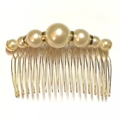 Charles Wahba Metal Wire Hair Side Comb Pearl Gold Silver Kyoei Made In Japan • $39.99