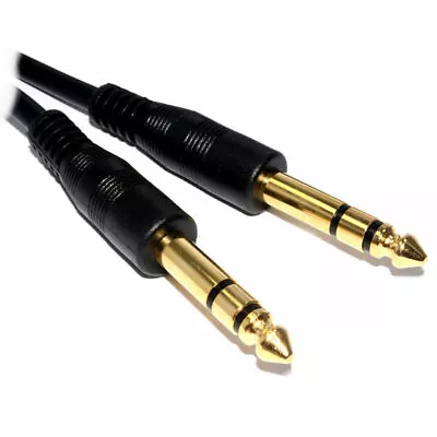 2m 6.35mm 1/4  TRS Balanced Jack Plug To 6.35mm Jack Plug Stereo Audio Cable • £3.49