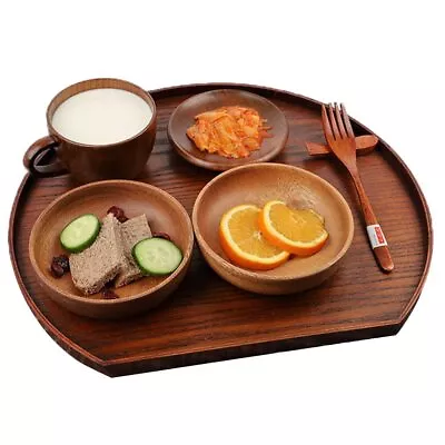 Wooden Serving Tray Half Moon Shaped Food Bread Platter Decorative Counter Tr... • $46.13