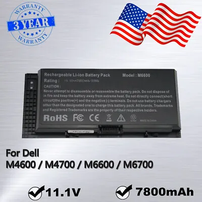 M6600 Battery For Dell Precision M4600 M4700 M4800 M6700 M6800 FV993 T3NT1 FJJ4W • $22.99