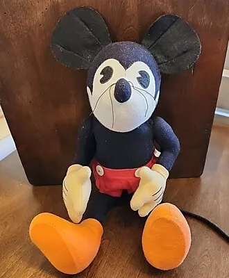 Disney Retro Collection Mickey Mouse Plush 19  Doll Decor Schilling Toy Poseable • $26.99