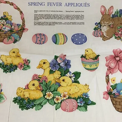Vintage Spring Fever Appliques Fabric Panel Easter Bunny Duckling Chick VIP • $9.99