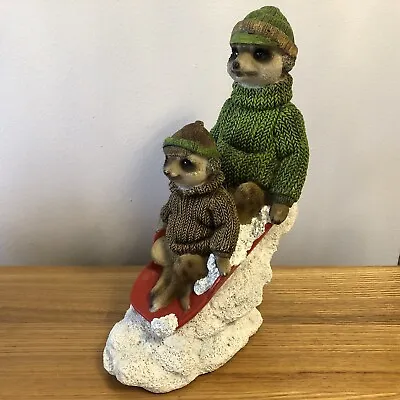 £28.95 • Buy Meerkats Boys Sledging Figurine Christmas Decoration 9.5” By Vivid Arts