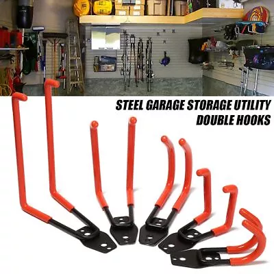 Heavy Duty Garage Storage Hooks Wall Mounted Holder Hanger Rack Ladder Organizer • £4.79