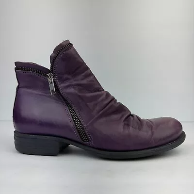 Miz Mooz Luna Boots Adult Womens 6 Purple Zip Slouch Booties Leather Comfort • $36.95