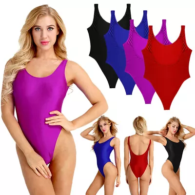 Womens Sleeveless High Cut Low Back One Piece Bodysuit Swimsuit Bathing Suit • $10.22