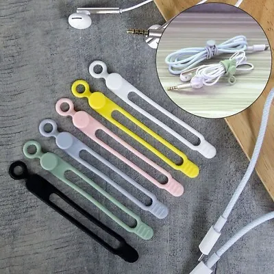 12 Pcs Reusable Phone  Cable Wire Ties Elastic Silicone Cord Organizer Straps • £2.85