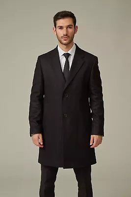 Moses Kushner BLACK WOOL OVERCOAT  100% BEKISHE Look  BNWT RRP £359   Sz L • £70