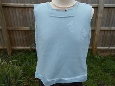 Marilyn Moore Blue Bird Motif Sleeveless Jumper Silk And Cashmere Size Medium • £45