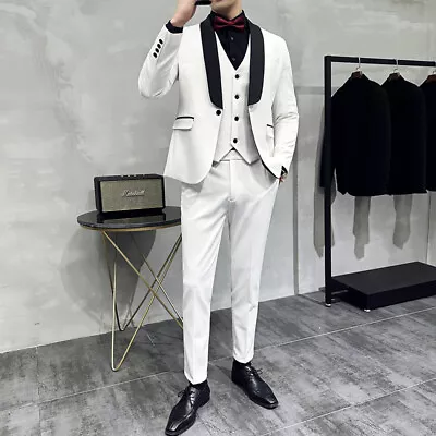 Commuting Simple Groom Wedding Dress Slim Handsome Suit Wedding Men's Suit 3pcs • $104.35