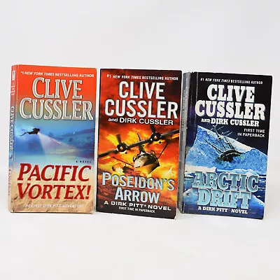 Clive Cussler Dirk Pitt Pacific Vortex Poseidons Arrow Arctic Drift PBK Lot Of 3 • $15.99