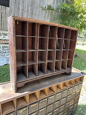 1920s Cubby Cabinet Apothecary Industrial Multi Drawer Table Top Mail Office • $650