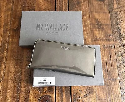 MZ Wallace Lexi Long Wallet In “Steel” Patent Leather - New! • $135