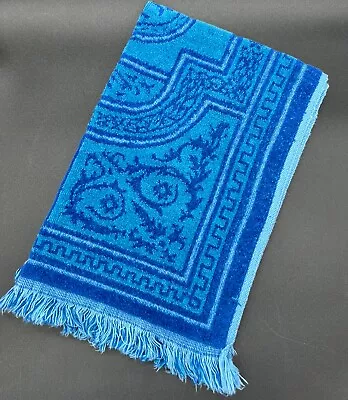 Vintage Stevens Utica Hand Towel Blue Flowers Cotton Boho Retro USA￼ Excellent! • $14.85