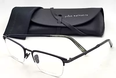 New JOHN VARVATOS Rx-able Eyeglasses V167 53-19 145 Matte Navy & Leather Frames • $439.98