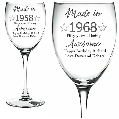 £9.59 • Buy Personalised Engraved Wine Glass BIRTHDAY ANY AGE 30th 40th 50th 60th ETC.