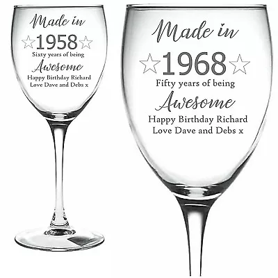 Personalised Engraved Wine Glass BIRTHDAY ANY AGE 30th 40th 50th 60th ETC. • £10.19