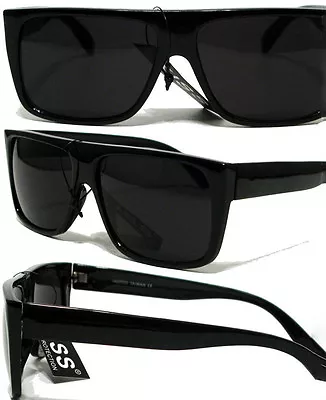 KISS Gangster Sunglasses Super Dark Lens Black 1980's Style • $47.50