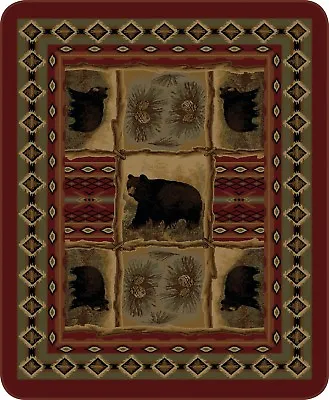 Queen Rustic Bear Patchwork Print Art Mink Faux Fur Blanket Warm Super Soft Full • $59.99