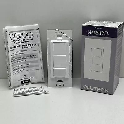 Lutron Maestro MS-PPS6-DDV-WH Dual-Circuit Occupancy Vacancy Sensing Switch • $44.99