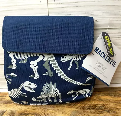 Pottery Barn Dinosaur Sandwich Bag Dino Bones  Glow Dark School Boy Lunch Snack • $13.50