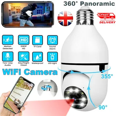£18.99 • Buy 5G 1080P WIFI IP Camera Light Bulb CCTV Wireless HD PTZ Home Security IR Cam UK