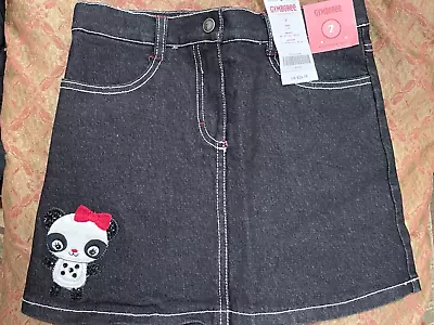 NEW Gymboree HOLIDAY PANDA Skort SHORTS Skirt - BLACK DENIM - Size 7 - ADJ WAIST • $16.99