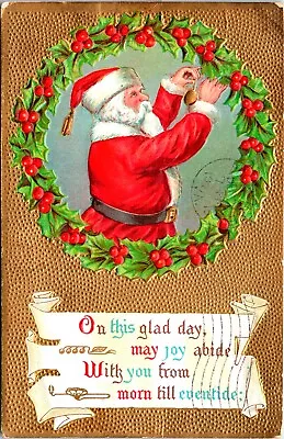 Vintage 1910's Santa Claus Decorating A Christmas Reef Antique Postcard • $13.50