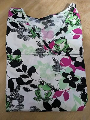 Women's Cherokee Spring Frog Stretch Scrub Top (Sz Large) • $15.95