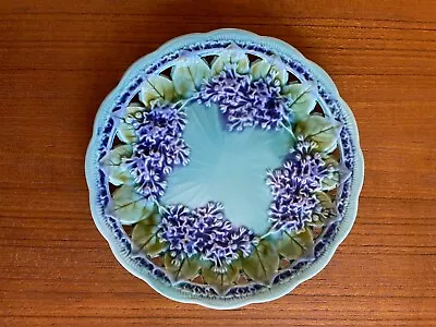 Antique Villeroy & Boch Reticulated Majolica Plate 1241-8 C. 1883-1900 Lilacs • $18.48