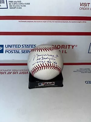 MAURY WILLS Signed OMLB Baseball  WITH STATS • $55