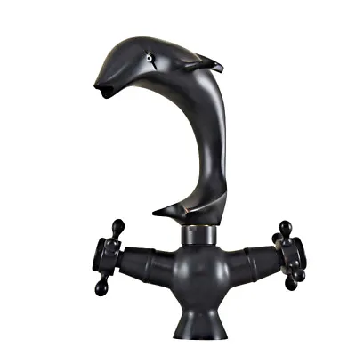Black Oil Rubbed Brass Dolphin Shape Bathroom Kitchen Bar Sink Faucet Tap Ssf842 • $65.99
