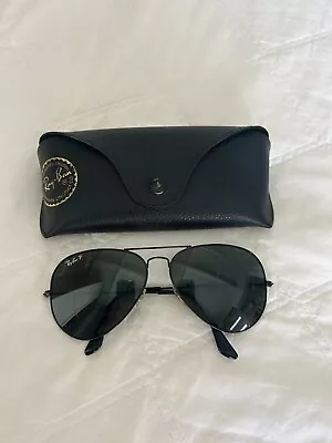 Women's Black Ray Ban Aviator Sunglasses Standard Size Good Condition • $70