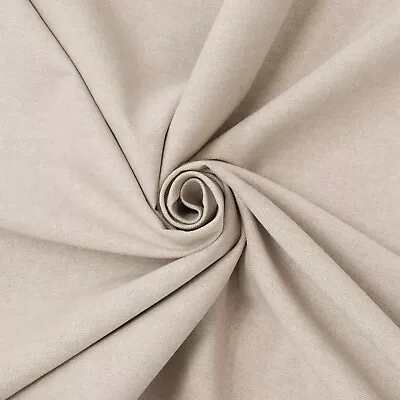 Oatmeal Plain Linen Cotton Fabric | Double Width 280cm |Upholstery Curtain • £1.59