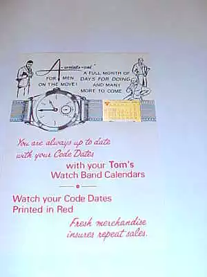 Vintage 1972 Tom's Peanut Watch Band Calendar Lance Jar Store • $15