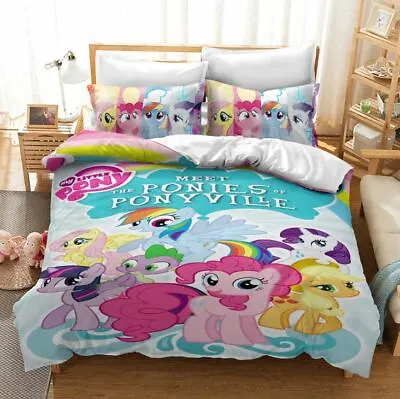 My Little Pony Single/Double/King Bed Quilt Cover Set Pillowcase Gifts • £8.39