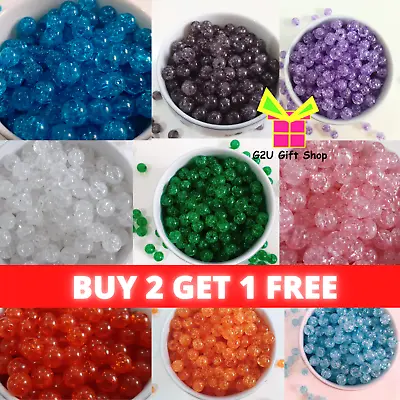 £2.39 • Buy 100 8mm Round Crackle Beads Choose Colour UK JEWELLERY MAKING CRAFTS Dress Beads