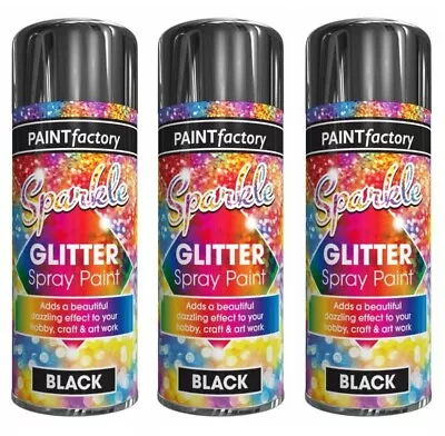 200ml  Clear Lacquer Spray Paint With Black Sparkling Glitter Hobby Craft Arts • £4.99