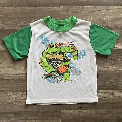 Vintage 90s Teenage Mutant Ninja Turtles Michelangelo Kids Pjs Shirt Size 7 • $34.99