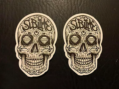 Lot Of 2 SUBLIME 1 1/2  X 2 1/2   Band Logo STICKERS Black White Skull FAST FREE • $8