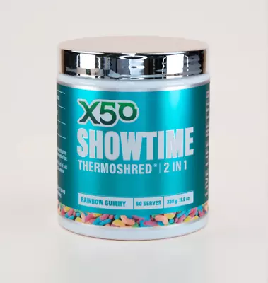 X50 Showtime 2in1 60srv Thermoshred Pre Workout Fat Burner Green Tea Oxy Shred • $59.95