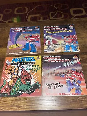 Tranformers  Motu Vtg  Books Only 80s Tapes And Records Lot Of 4 • $10