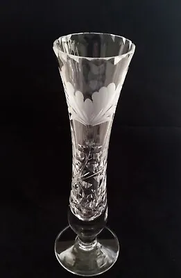 £17.99 • Buy Vintage Royal Brierley Crystal Bud Vase Floral Etched Cut Glass Footed 