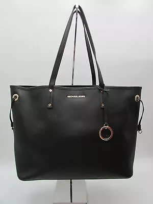 Michael Kors Trista Black Saffiano Leather Drawstring Tote Handbag Purse • $19.99