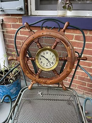 Chelsea Ships Clock W/ Wooden Wheel 6” Diameter Dial Circa 1960: • $695