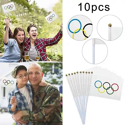 50Pack Olympic Games Flags On Wood Stick Olympic Rings Small Mini Hand Held Flag • £34.24