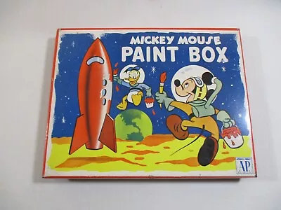 Vtg. 1952 Disney Mickey Mouse Paint Box W/Paints Tin • $29.99