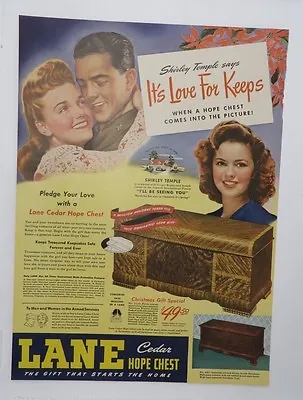 $11.50 • Buy Original Print Ad 1945 LANE CEDAR HOPE CHEST Shirley Temple Vintage Artwork 