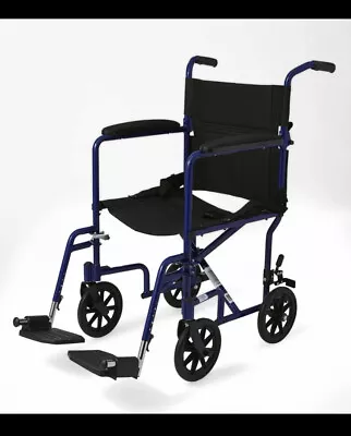 Medline Aluminum Transport Chair 19” With 12” Rear Wheels Blue - MDS808210ABE • $85